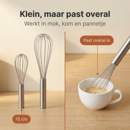 Cheqo® Mini Garde - Garde - Eierklopper - Eierklutser - Slagroomklopper - Draadklopper - Klopper - Handgarde - Garde Keuken - Garde Bakgerei - Garde Kookgerei - Cocktail Garde - Garde voor Saus