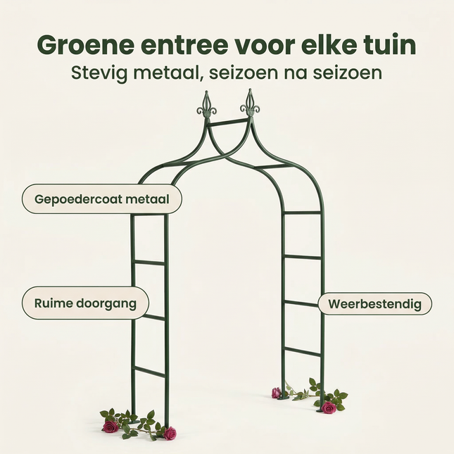 Cheqo® Rozenboog - Tuinboog - Tuinboog voor Klimplanten - Rozenboog voor Klimplanten - Klimboog - Klimboog Tuin - Rankhulp - Rankhulp Tuin - Klimhulp - Klimhulp voor Klimplanten - Bloemenboog - Pergolaboog