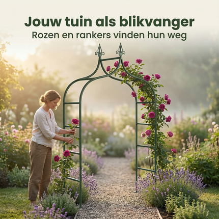 Cheqo® Rozenboog - Tuinboog - Tuinboog voor Klimplanten - Rozenboog voor Klimplanten - Klimboog - Klimboog Tuin - Rankhulp - Rankhulp Tuin - Klimhulp - Klimhulp voor Klimplanten - Bloemenboog - Pergolaboog