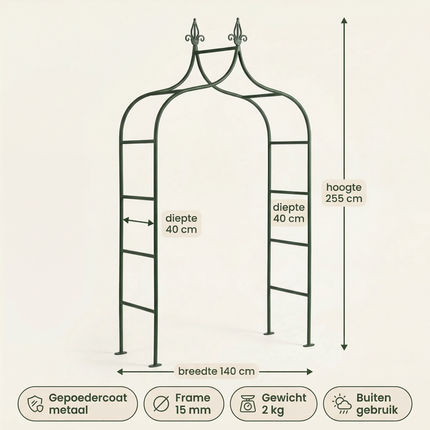 Cheqo® Rozenboog - Tuinboog - Tuinboog voor Klimplanten - Rozenboog voor Klimplanten - Klimboog - Klimboog Tuin - Rankhulp - Rankhulp Tuin - Klimhulp - Klimhulp voor Klimplanten - Bloemenboog - Pergolaboog