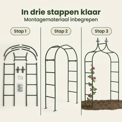Cheqo® Rozenboog - Tuinboog - Tuinboog voor Klimplanten - Rozenboog voor Klimplanten - Klimboog - Klimboog Tuin - Rankhulp - Rankhulp Tuin - Klimhulp - Klimhulp voor Klimplanten - Bloemenboog - Pergolaboog