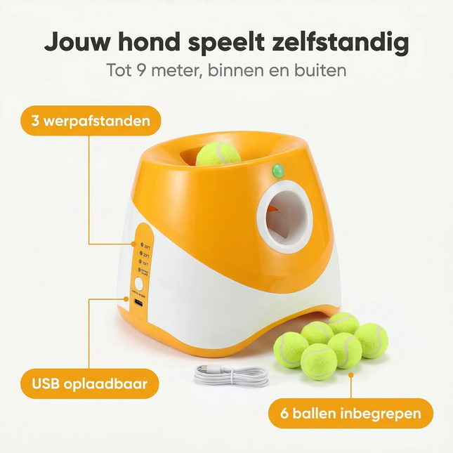 Cheqo® Automatische Ballenwerper Hond - Ballenwerper Hond Automatisch - Ballenwerper Hond - Ballenmachine Hond - Ballenschieter Hond - Honden Ballenwerper - Apporteermachine Hond - Apporteerspeelgoed Hond