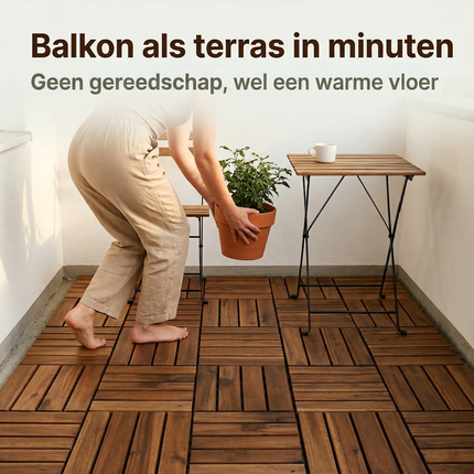 Cheqo® Kliktegels - Houten Kliktegels - Terrastegels - Houten Terrastegels - Balkon Tegels - Balkon Kliktegels - Vlondertegels - Houten Vlondertegels - Tuintegels - Houten Tuintegels