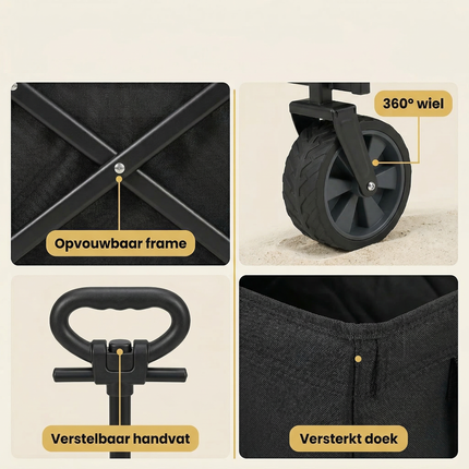 Cheqo® Bolderkar - Opvouwbare Bolderkar - Inklapbare Bolderkar - Bolderwagen - Opvouwbare Bolderwagen - Inklapbare Bolderwagen - Strandkar - Opvouwbare Strandkar - Trekkar - Opvouwbare Trekkar