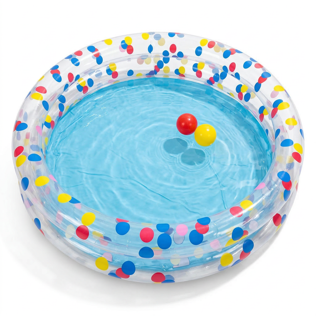 Cheqo® Opblaasbaar Zwembad - Kinderzwembad - Opblaasbaar Kinderzwembad - Baby Zwembad - Peuter Zwembad - Opblaasbad - Opblaasbaar Badje - Kinderbadje - Zwembadje - Rond Kinderzwembad - 2 Ring Zwembad - Stippen Kinderzwembad