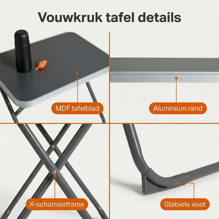 Cheqo® Vouwkruk met Tafelblad - Campingstoel met Tafelblad - Vouwstoel met Tafel - Campingstoel met Tafel - Vouwkruk met Tafel - Viskruk met Tafel - Visstoel met Tafel - Opvouwbare Visstoel met Tafel