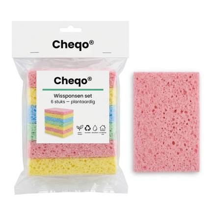 Cheqo® Wissponsen - Wisspons - Sponsjes - Sponsje - Spons - Sponsen - Absorberende Spons - Spons voor Schoonmaken - Schoonmaakspons - Schoonmaaksponsjes - Afwasspons - Afwassponsjes - Huishoudspons