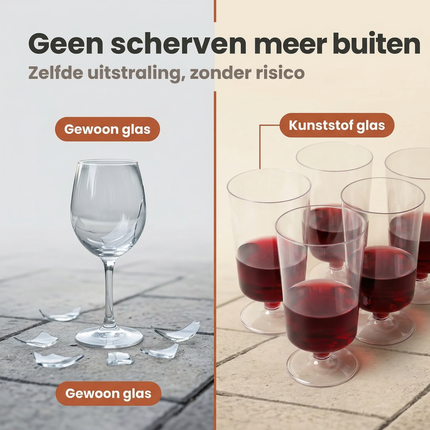 Cheqo® Plastic Wijnglazen - Kunststof Wijnglazen - Onbreekbare Wijnglazen - Herbruikbare Wijnglazen - Wijnglazen Camping - Wijnglazen Outdoor - Wijnglas Kunststof - Transparante Plastic Wijnglazen