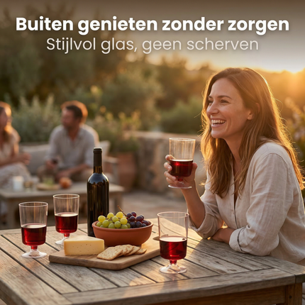 Cheqo® Plastic Wijnglazen - Kunststof Wijnglazen - Onbreekbare Wijnglazen - Herbruikbare Wijnglazen - Wijnglazen Camping - Wijnglazen Outdoor - Wijnglas Kunststof - Transparante Plastic Wijnglazen