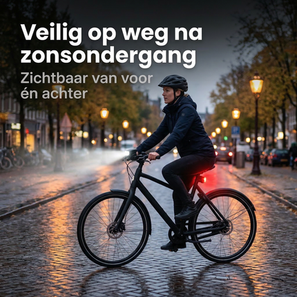 Cheqo® Fietsverlichting Set - Fietslampjes Set - Fietslamp Set - Fietslicht Set - Fietslampjes voor en Achter - Fietslicht voor en Achter - Voorlicht en Achterlicht Fiets - LED Fietslampjes