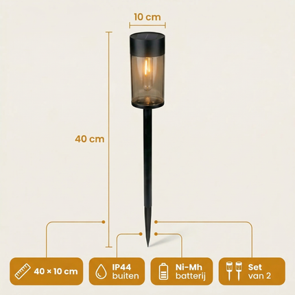 Cheqo® Solar Tuinverlichting - Tuinverlichting op Zonne Energie - Tuinverlichting op Zonneenergie - Solar Tuinlampen - Solar Tuinlampjes - Solar Grondlampen - Solar Priklampen - Solar Tuinverlichting Grondspies