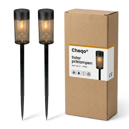 Cheqo® Solar Tuinverlichting - Tuinverlichting op Zonne Energie - Tuinverlichting op Zonneenergie - Solar Tuinlampen - Solar Tuinlampjes - Solar Grondlampen - Solar Priklampen - Solar Tuinverlichting Grondspies