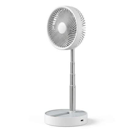 Cheqo® Telescopische Tafelventilator - Oplaadbare Tafelventilator - Draadloze Tafelventilator - USB Oplaadbare Ventilator - USB C Ventilator - Bureau Ventilator - Draagbare Ventilator - Camping Ventilator