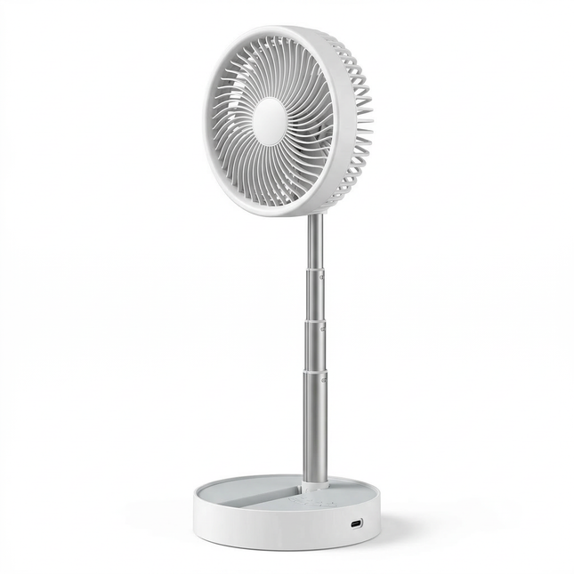 Cheqo® Telescopische Tafelventilator - Oplaadbare Tafelventilator - Draadloze Tafelventilator - USB Oplaadbare Ventilator - USB C Ventilator - Bureau Ventilator - Draagbare Ventilator - Camping Ventilator