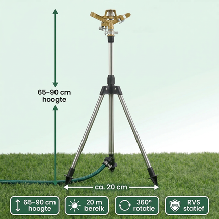 Cheqo® Zwenksproeier - Tuinsproeier - Gazonsproeier - Sproeier op Statief - Zwenksproeier op Statief - Sproeier met Driepoot - Driepoot Sproeier - Sectorsproeier - Sector Sproeier - Sprinkler