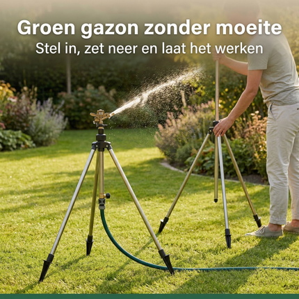 Cheqo® Zwenksproeier - Tuinsproeier - Gazonsproeier - Sproeier op Statief - Zwenksproeier op Statief - Sproeier met Driepoot - Driepoot Sproeier - Sectorsproeier - Sector Sproeier - Sprinkler