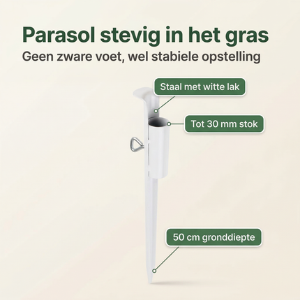 Cheqo® Parasolharing - Parasolhouder Grond - Parasolhouder in de Grond - Parasolvoet in de Grond - Parasol Grondanker - Grondanker Parasol - Parasolstandaard Grond - Parasolpen - Parasolhouder Tuin