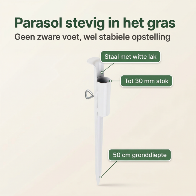 Cheqo® Parasolharing - Parasolhouder Grond - Parasolhouder in de Grond - Parasolvoet in de Grond - Parasol Grondanker - Grondanker Parasol - Parasolstandaard Grond - Parasolpen - Parasolhouder Tuin