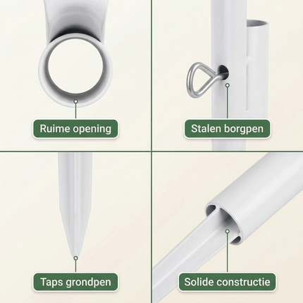 Cheqo® Parasolharing - Parasolhouder Grond - Parasolhouder in de Grond - Parasolvoet in de Grond - Parasol Grondanker - Grondanker Parasol - Parasolstandaard Grond - Parasolpen - Parasolhouder Tuin