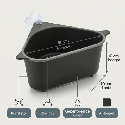 Cheqo® Gootsteen Organizer - Vaatdoekhouder - Sponshouder - Afwasborstelhouder - Aanrecht Organizer - Aanrecht Organiser - Gootsteen Caddy - Vaatdoek Caddy - Gootsteenbakje - Aanrechtbakje