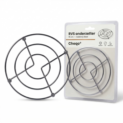 Cheqo® Onderzetters - Onderzetter - Onderzetters voor Glazen - Onderzetters voor Drankjes - Ronde Onderzetters - Ronde Onderzetter - Zilveren Onderzetters - Chroom Onderzetter - Chroom Onderzetters