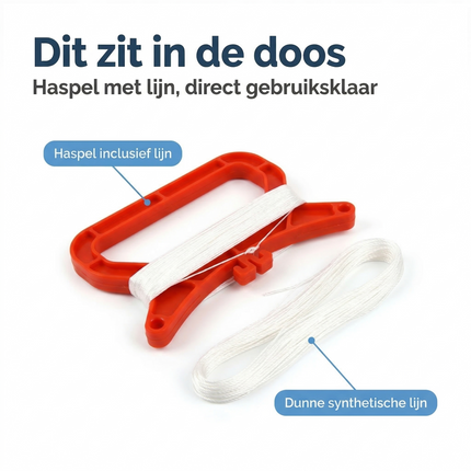 Cheqo® Vliegertouw - Vliegertouw op Haspel - Vliegerlijn - Vliegerlijn op Haspel - Vliegerdraad - Vliegerdraad op Haspel - Vliegerhaspel - Haspel Vliegerlijn - Haspel Vliegertouw