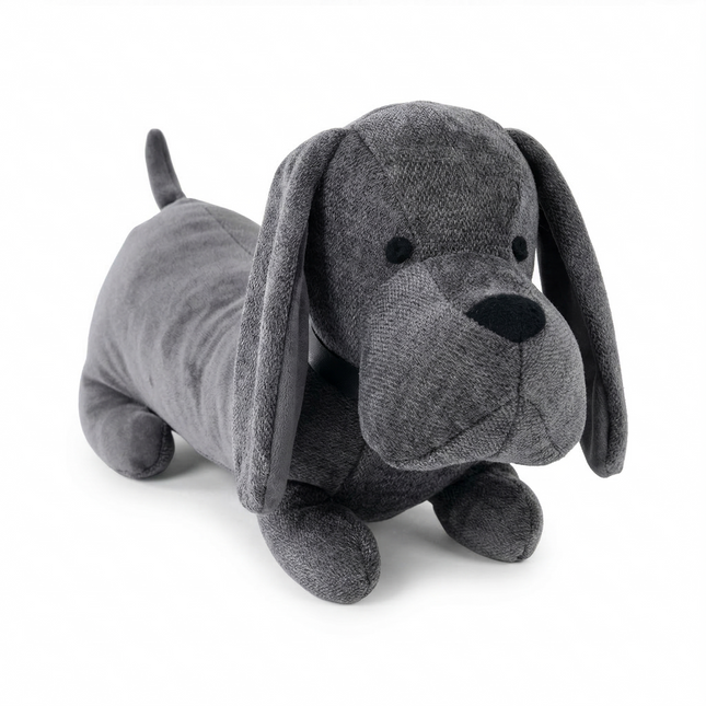Cheqo® Deurstopper Teckel - Deurstop Hond - Stoffen Deurstopper - Deurstopper Dieren - Deurstop Kinderkamer - Donkergrijze Deurstopper