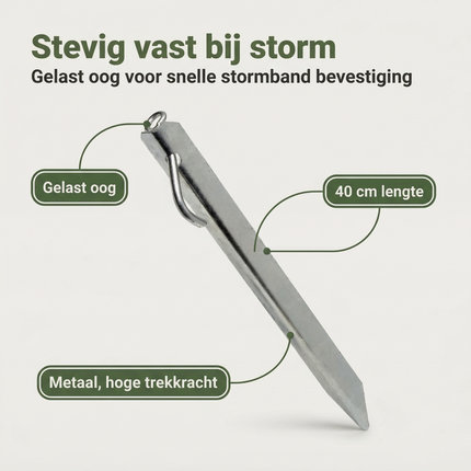 Cheqo® Stormband Haring - Stormharing - Stormbandharing - Tentharing Stormband - Stormband Haringen - Stormharingen - Stormbandharingen - Stormband Haring met Oog - Tentharing met Haak en Oog