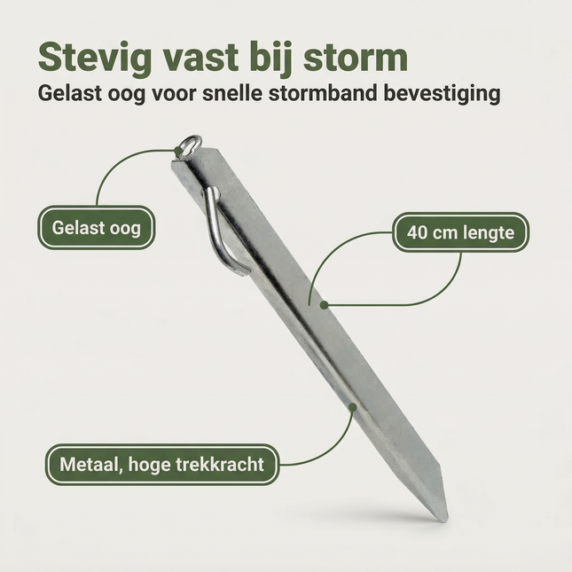 Cheqo® Stormband Haring - Stormharing - Stormbandharing - Tentharing Stormband - Stormband Haringen - Stormharingen - Stormbandharingen - Stormband Haring met Oog - Tentharing met Haak en Oog