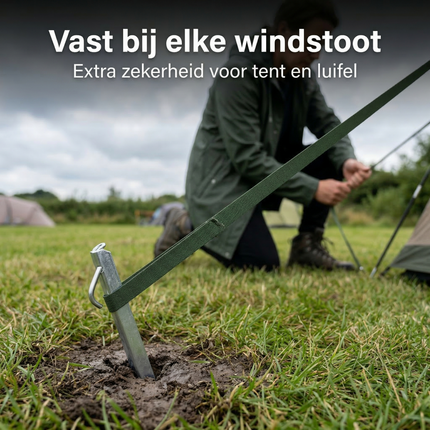 Cheqo® Stormband Haring - Stormharing - Stormbandharing - Tentharing Stormband - Stormband Haringen - Stormharingen - Stormbandharingen - Stormband Haring met Oog - Tentharing met Haak en Oog