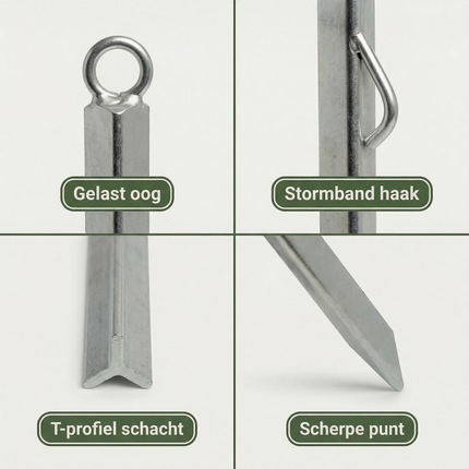 Cheqo® Stormband Haring - Stormharing - Stormbandharing - Tentharing Stormband - Stormband Haringen - Stormharingen - Stormbandharingen - Stormband Haring met Oog - Tentharing met Haak en Oog