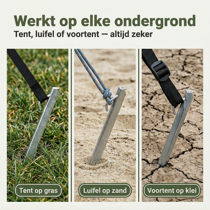 Cheqo® Stormband Haring - Stormharing - Stormbandharing - Tentharing Stormband - Stormband Haringen - Stormharingen - Stormbandharingen - Stormband Haring met Oog - Tentharing met Haak en Oog