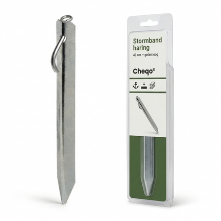 Cheqo® Stormband Haring - Stormharing - Stormbandharing - Tentharing Stormband - Stormband Haringen - Stormharingen - Stormbandharingen - Stormband Haring met Oog - Tentharing met Haak en Oog