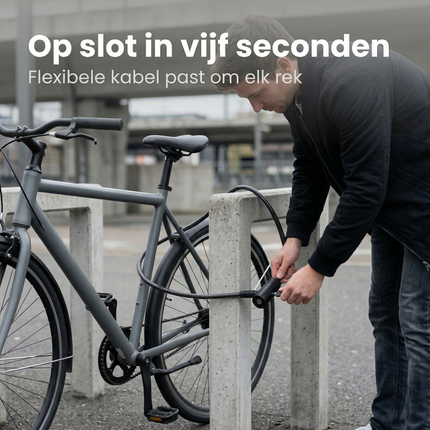Cheqo® Fietsslot - Fiets Slot - Kabelslot - Fietskabelslot - Kabelslot Fiets - Fietsslot met Sleutel - Fietsslot met Sleutels - Fietsslot Zwart - Kabelslot Zwart - Slot voor Fiets - Kabelslot met Sleutel