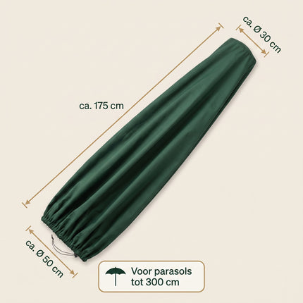 Cheqo® Parasolhoes - Beschermhoes Parasol - Afdekhoes Parasol - Hoes voor Parasol - Staande Parasol Hoes - Waterdicht en Weerbestendig - UV Bestendig - met Rits - Regenhoes - Tuinmeubelhoes - Parasol Cover - Winterhoes voor Tuin - Donkergroen - Volledige reset 26 aug 2026 - Maten