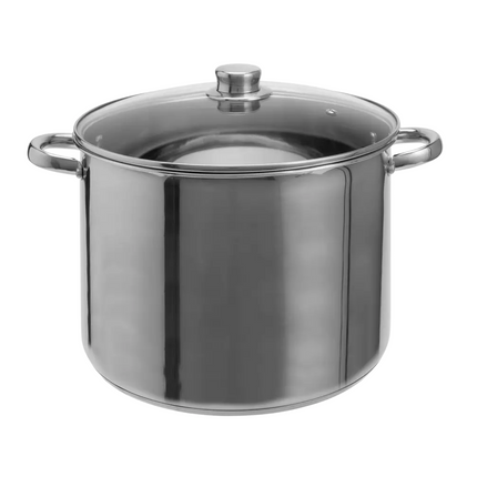 Cheqo® RVS Kookpan 9L - Pan - Soeppan met Glazen Deksel - Geschikt voor Gas en Inductie - Roestvrij Staal