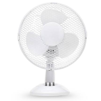 Cheqo® Tafelventilator - Ventilator - Fan - Wit - 23cm - 45W - 2 Snelheden - Omvalbeveiliging - Draaibare Kop - Hoekinstelling - 56 Db