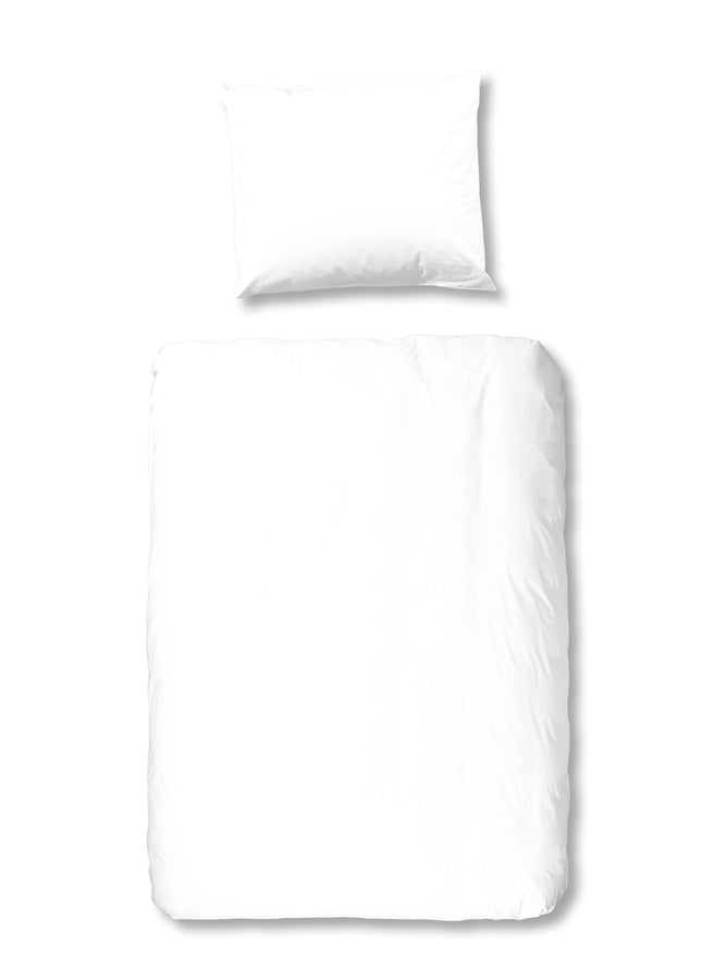 Cheqo® Dekbedovertrek - Eenpersoons - 100x135cm - Inclusief Kussensloop - 100% Katoen - Wit Dekbedovertrek