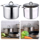 Cheqo® RVS Soeppan XXL 20L - Soep Pan - Kookpan - 32cm Diameter - 25cm Hoogte - Mat/Glanzend - Met Glazen Deksel - Alle Warmtebronnen - Inclusief Inductie Kookpan