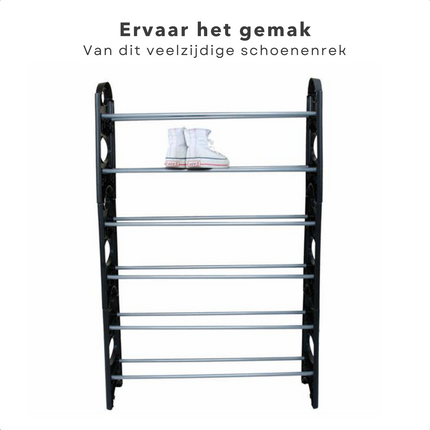 Cheqo® Schoenenrek - 6 Schappen - 94x19.5x63cm - Stalen Schoenen Opbergsysteem - Schoenen Opslag - Schoenen Organisor Schoenenrek