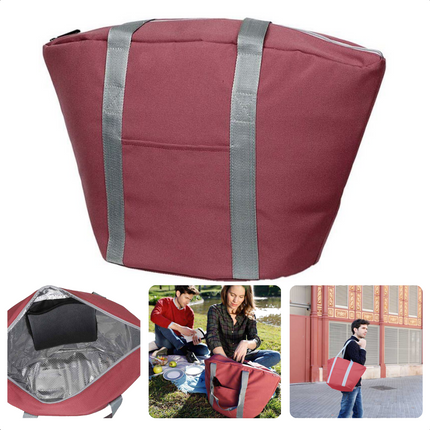 Cheqo® Geïsoleerde Koeltas - 22,3 liter - Roze - Isolerend - Thermische Binnenkant - Dubbel Handvat - Rits - 18,5 x 18 cm - Verstevigde Bodem - Voor Picknick & Boodschappen Koeltas