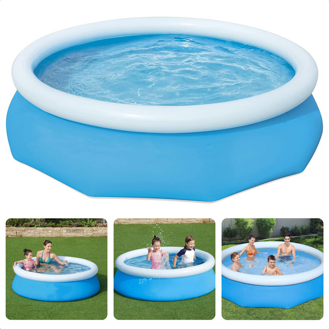 Cheqo® Fast-Pool - Opblaasbaar Zwembad - Zwembad - Opblaasbad - 305cm x 76cm - Met Tritech-zijwanden, 3-laags Heavy Duty PVC & Polyester - Eenvoudig te plaatsen, Snel & Simpel op te zetten in 10 minuten - 3.638L Waterinhoud Opblaas Zwembad