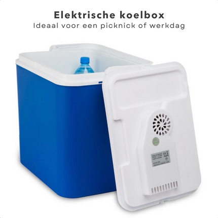 Cheqo® Elektrische Koelbox 12v - 10L - Autokoelbox - 12V Aansluiting - 26x22x33cm - Blauw/Wit Koelbox