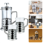 Cheqo® 3-Delige Koffiekan Set - Theeset - Theekan met Filter - Roestvrijstaal/Glas - 800ml/200ml - 21x10cm/9,5x7cm - Uitneembaar - Tot 120°C Verhitbaar Theepot
