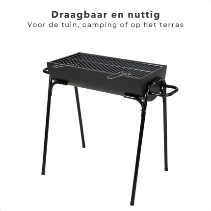 Cheqo® Houtskoolbarbecue - Barbecue Houtskool - BBQ - Half Cilinder - 88x50xH72cm - 60x29cm Grilloppervlak - Zwart Poedercoat - 6600g BBQ