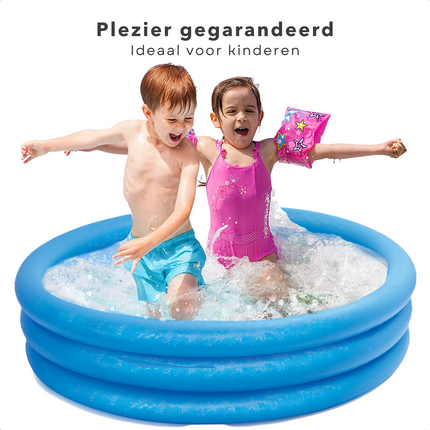 Cheqo® 3-Rings Kinder Zwembad - Kinderbad - Opblaasbad - Opblaaszwembad voor Kinderen - 114cm - 25cm - Kinderbad - 3 Luchtkamers - Met Opbergzak Opblaas Zwembad