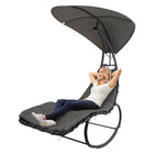 Cheqo® Luxe Tuinstoel - Strandstoel - Zonnestoel - Ligstoel - Schommelstoel met Zonnedak Tuinstoel