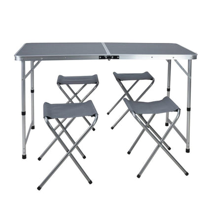 Cheqo® Luxe Campingset - Opvouwbaar - Kampeertafel Inklapbaar - Campingtafel met 4 Stoelen - Tuintafel Set - Kampeermeubel Camp Furniture