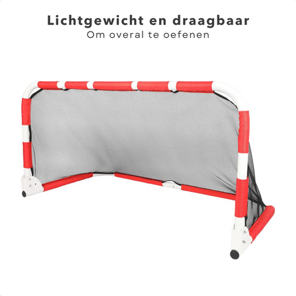 Cheqo® Opvouwbaar Voetbaldoel - Voetbalgoal Opvouwbaar - 120 x 60 cm - Staal - PE Mesh - Met Toolkit en Grondpennen Voetbaldoelen
