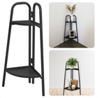 Cheqo® Metalen Plantenrek 70cm - Plantenstandaard - Plantentrap Hoekmodel - Bloemenrek - Donker Grijs - 26x26cm - Hoogte 70cm - Hoekmodel - Scharnier - Gepoedercoat Frame Plantenrek